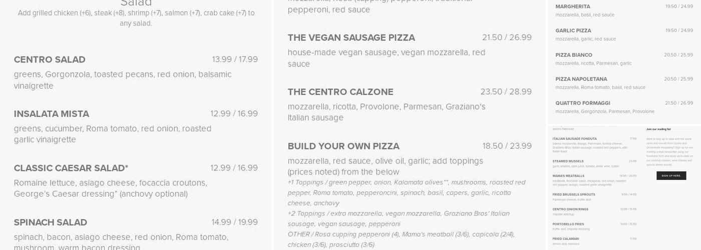 Centro Menu