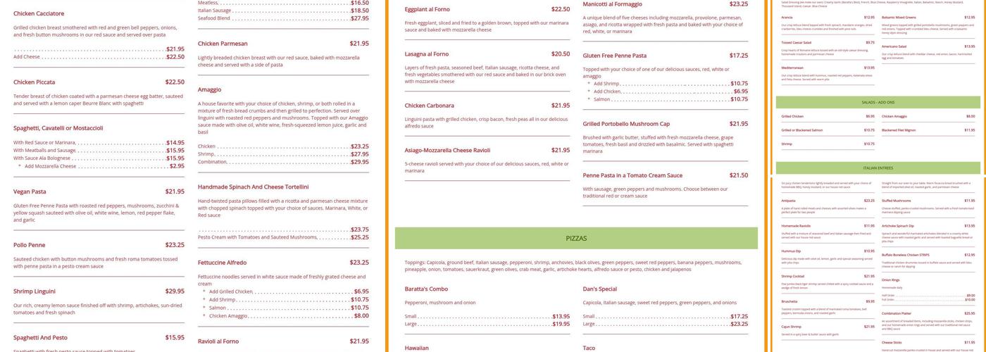 Baratta's Restaurant and Catering Menu