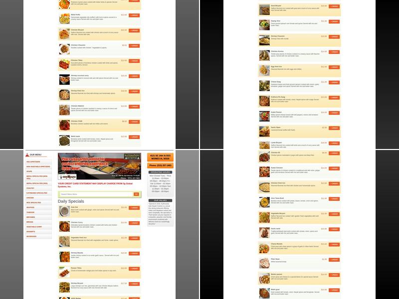 Kathmandu Restaurant Menu