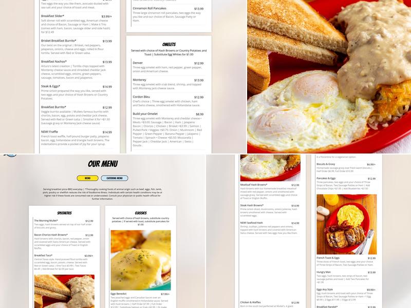 Mullets Restaurant Menu