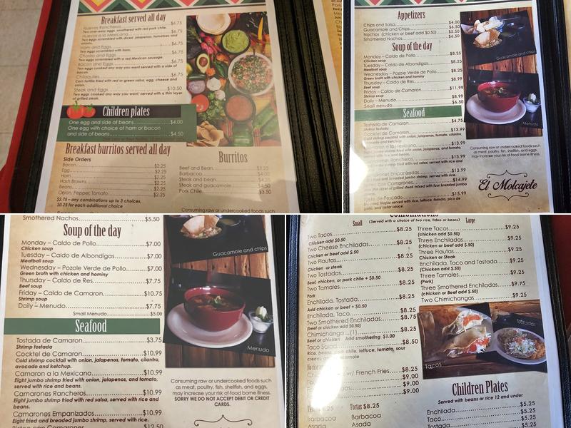 El Molcajete Restaurant Menu