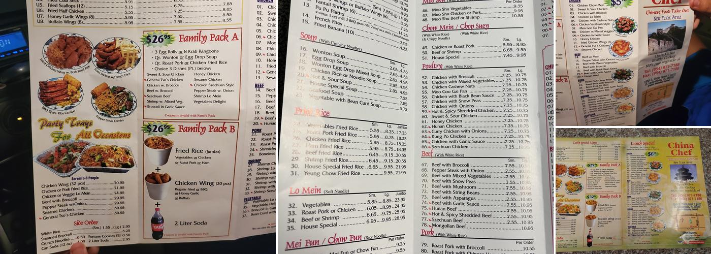 China Chef Menu