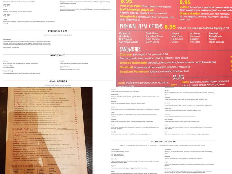 Pizzo's Pizzeria and Wine Bar Menu