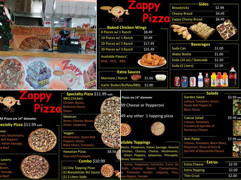 Zappy Pizza Menu