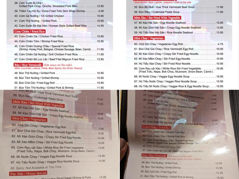 Pho Saigon Cuisine Menu