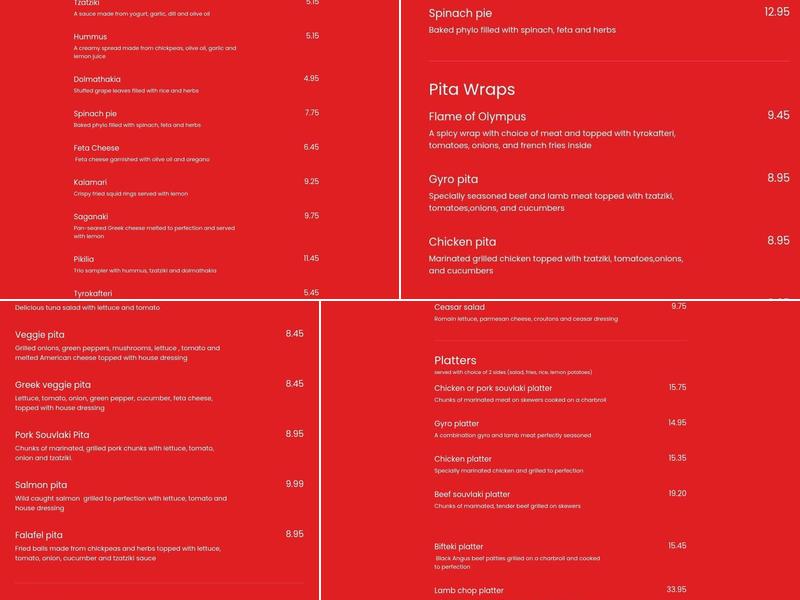 It's All Greek to Me! Grill Menu