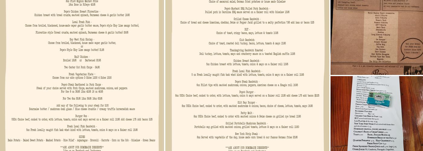 Pepe's Cafe Menu