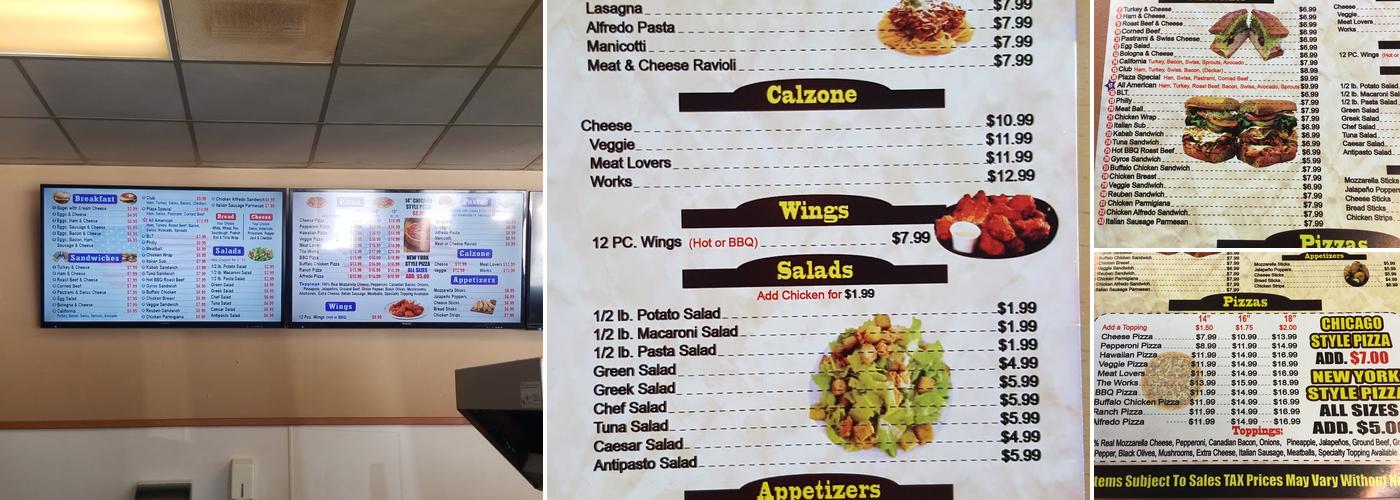 All American Sandwiches N Pizza Menu