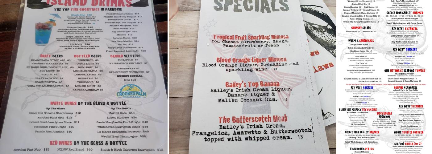 The Stoned Crab Menu