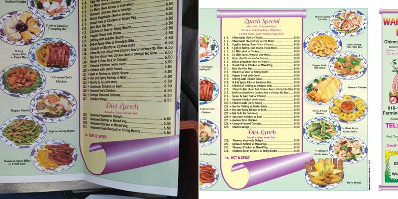 Wahs Garden Kitchen Menu