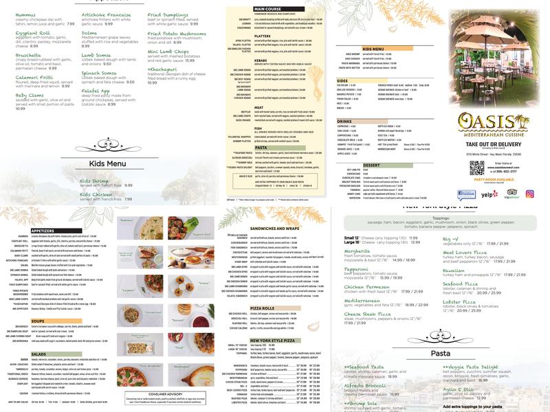 Oasis Mediterranean Cuisine Menu