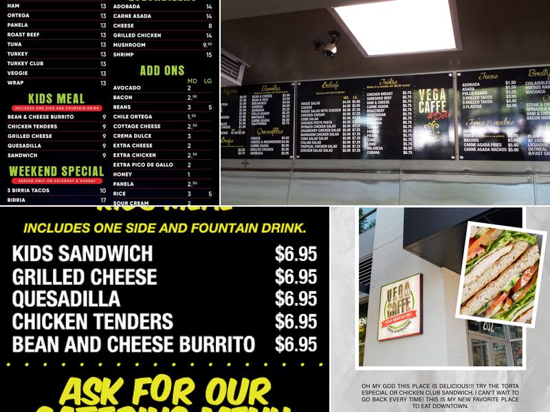 Vega Caffe Mexican Deli Menu