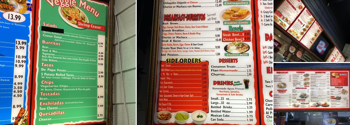 Cotijas Taco Shop Menu