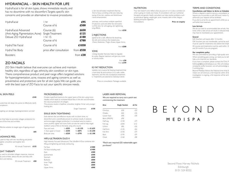 Beyond Medispa Menu