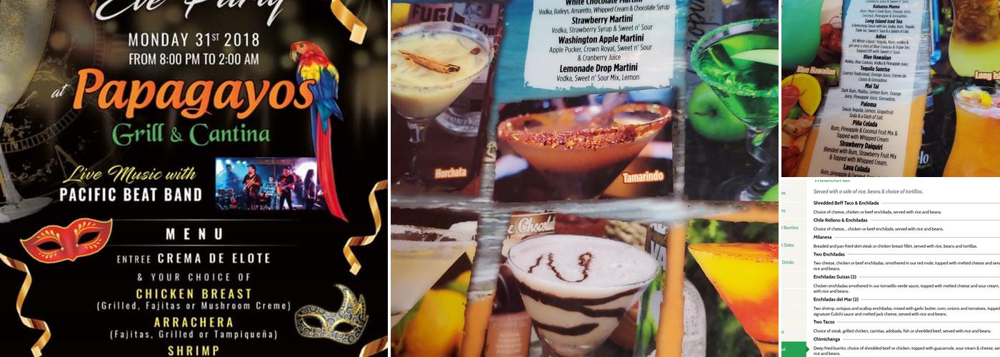 Papagayos Grill and Cantina Menu