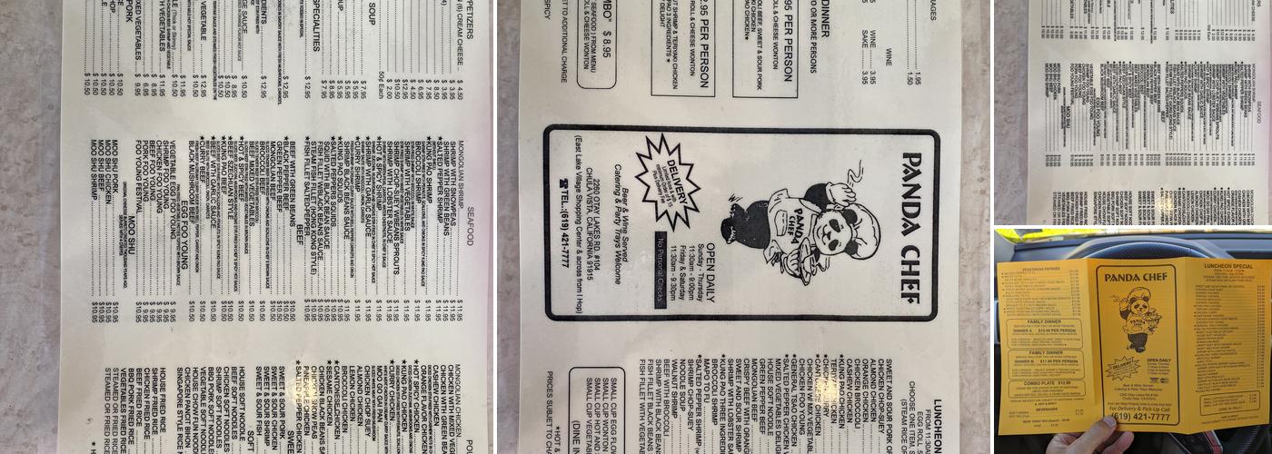 Panda Chef Menu