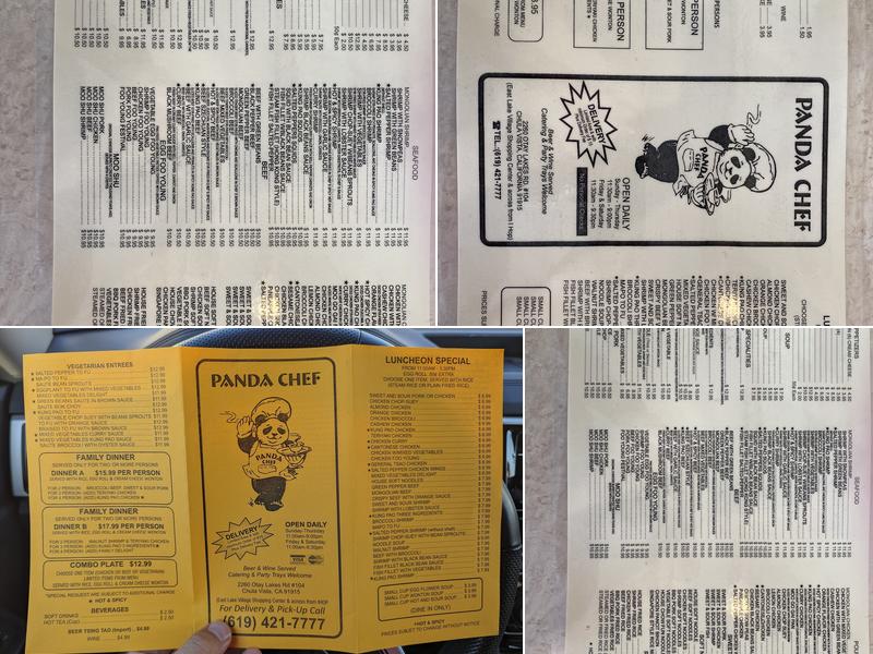 Panda Chef Menu