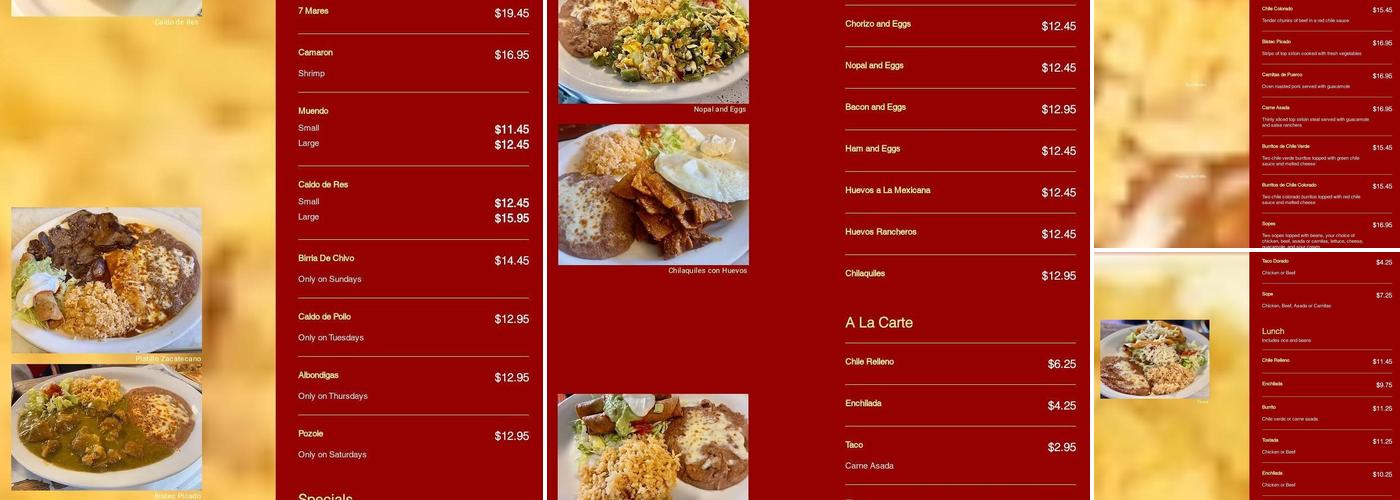 El Zacatecano Menu