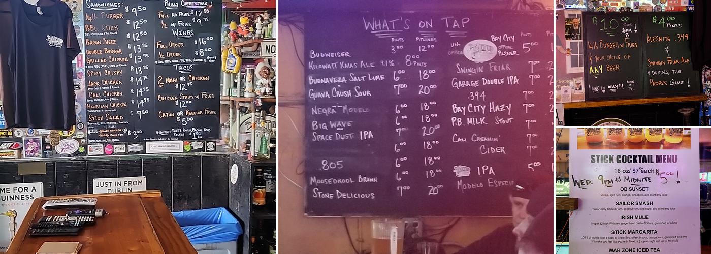 The Tilted Stick Bar & Grill Menu