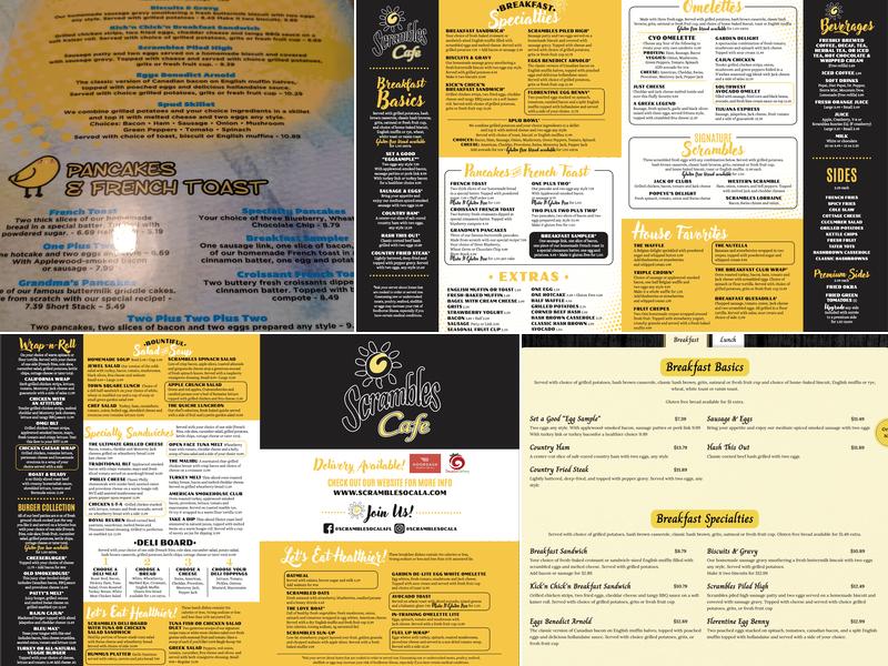 Scrambles Cafe Menu