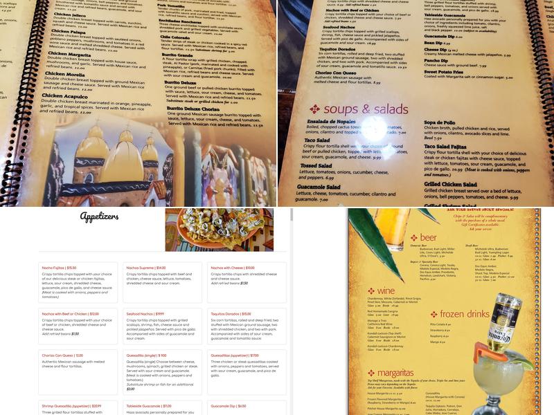 Las Margaritas Mexican Restaurant & Gallery Menu
