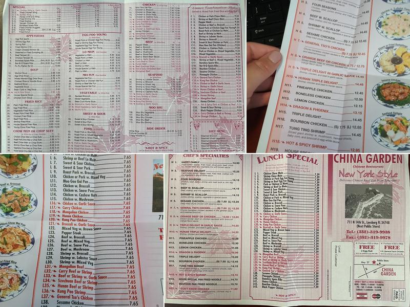 China Garden Restaurant Menu
