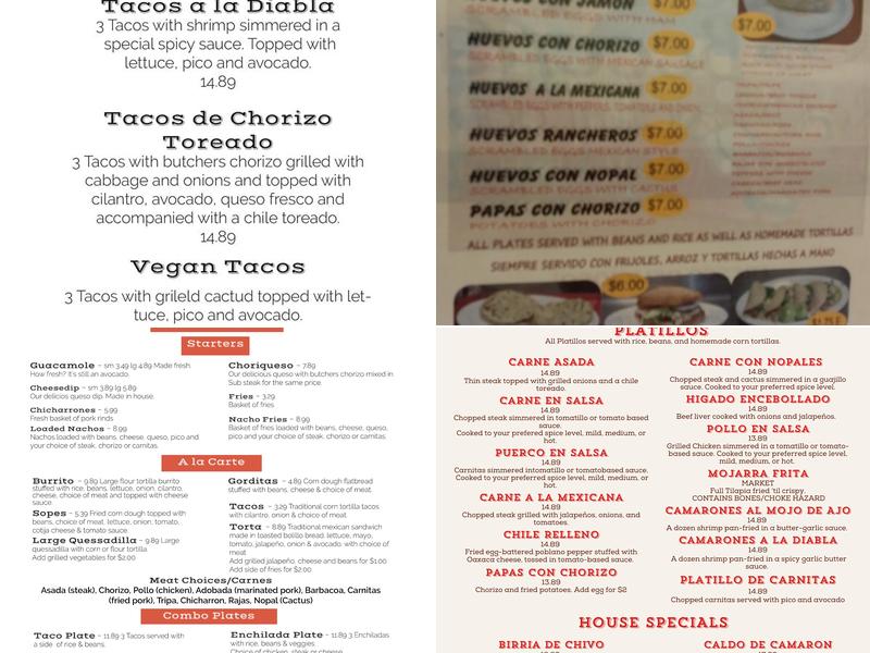 Taqueria Becerra Menu