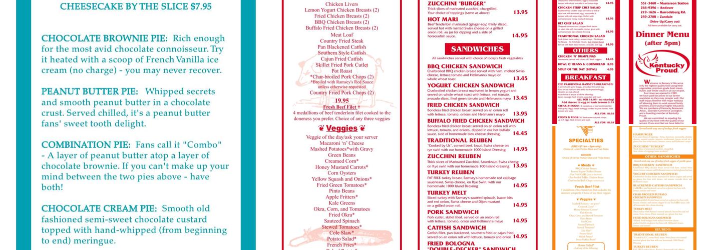 Ramsey's Diner - Harrodsburg Rd Menu