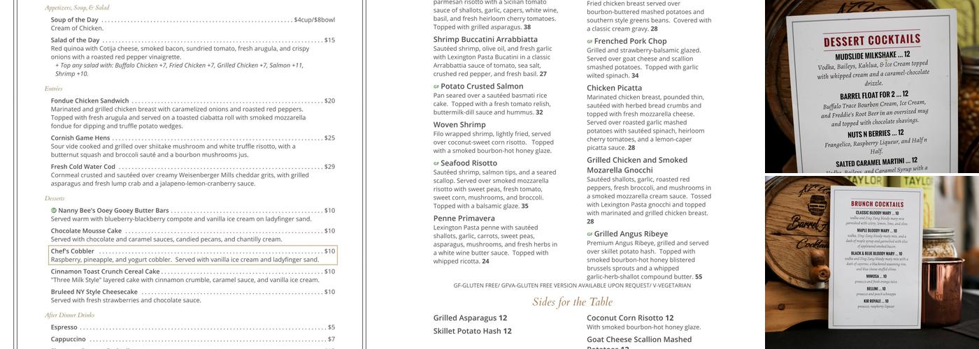 AZUR restaurant and patio Menu