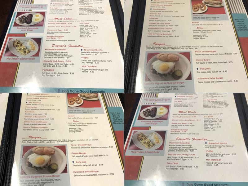 Darrell's Diner Menu