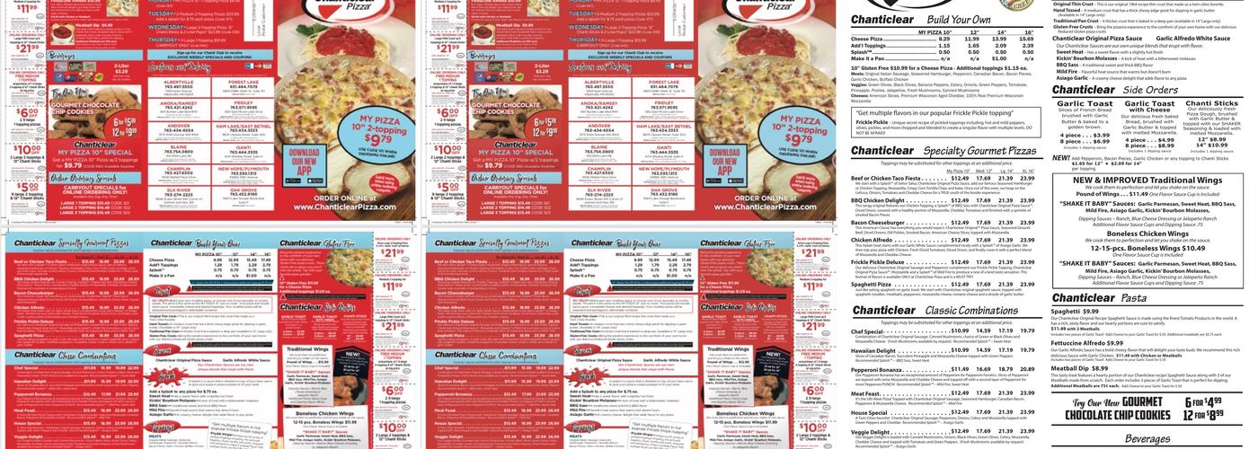 Chanticlear Pizza Menu