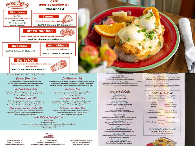 Who Dat Coffee Cafe Menu
