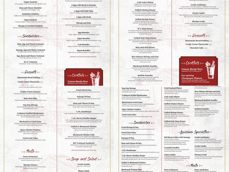 Cafe Pontalba Menu
