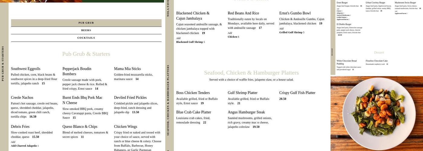 Ernst Cafe Menu