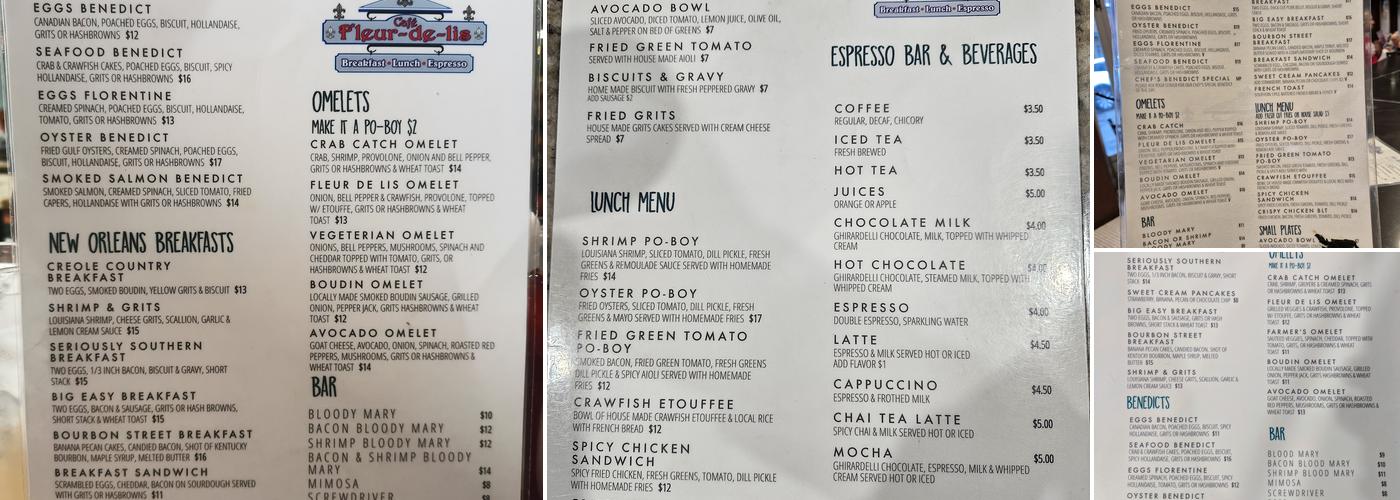 Café Fleur De Lis Menu