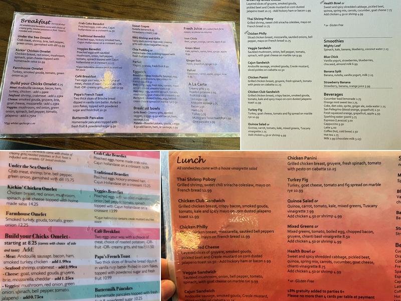 Two Chicks Cafe Menu