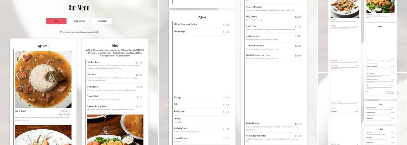 Neyow's Creole Café Menu