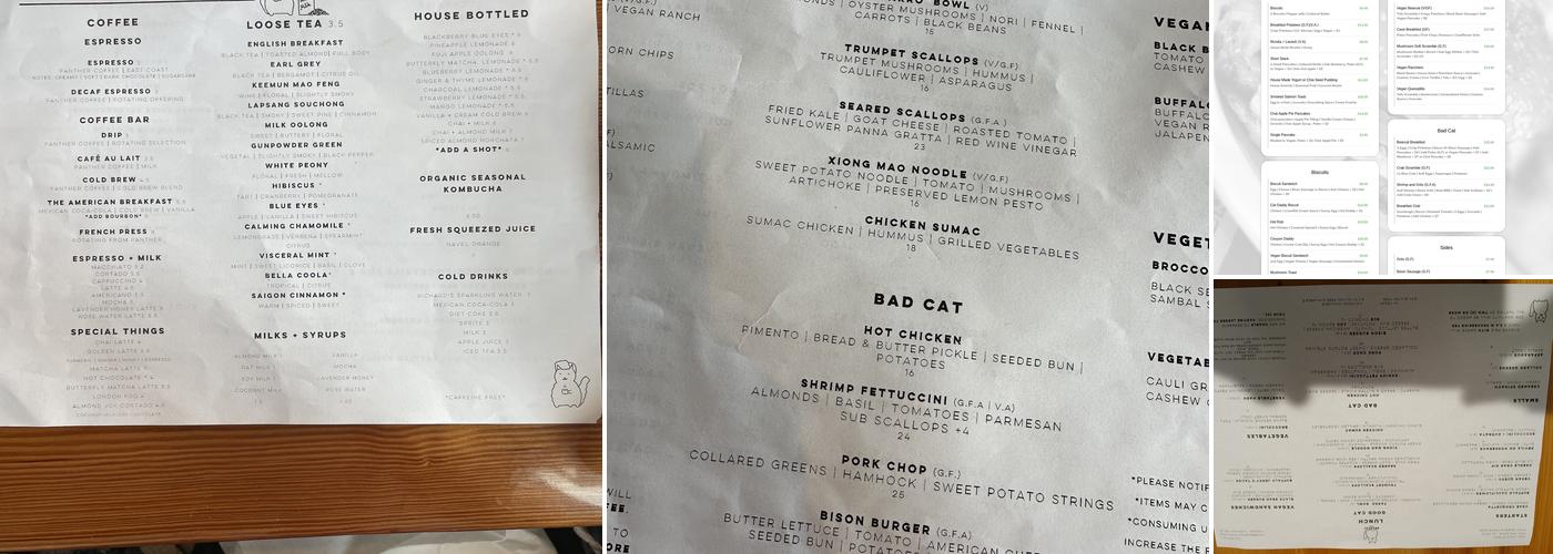 BEARCAT CAFE UPTOWN Menu