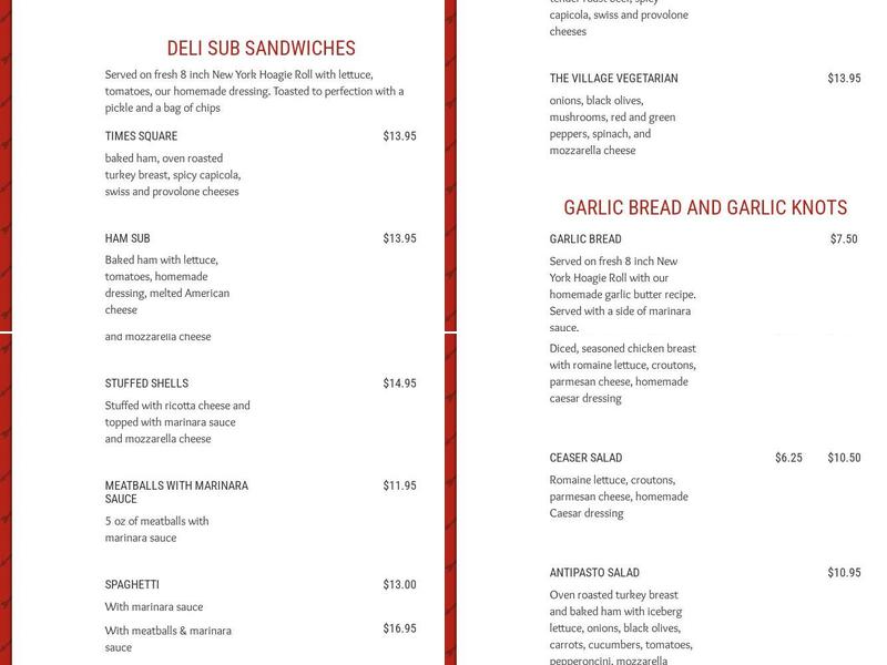 Patellini's Pizza Menu