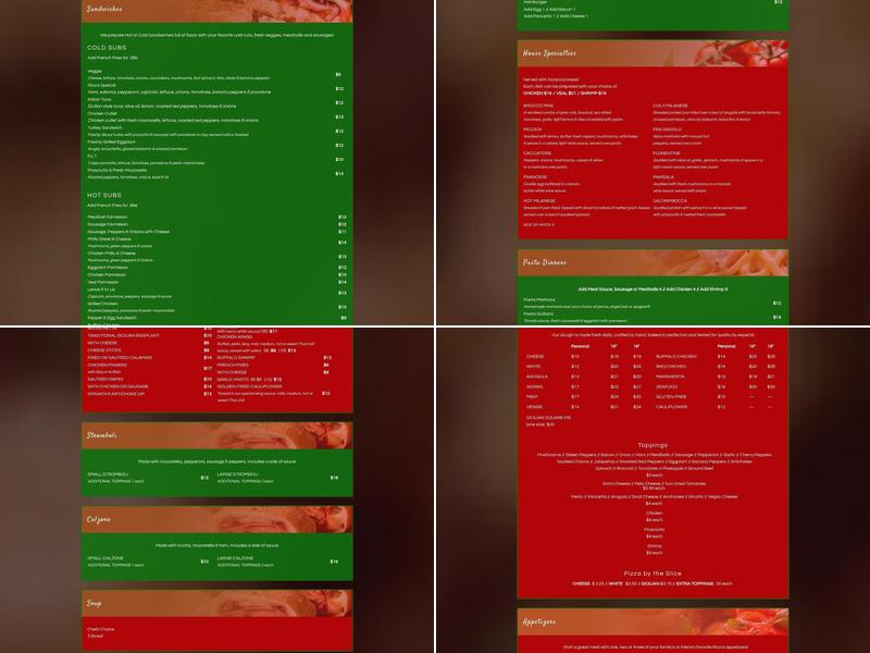 Rico's Pizzeria & Pasta House Menu
