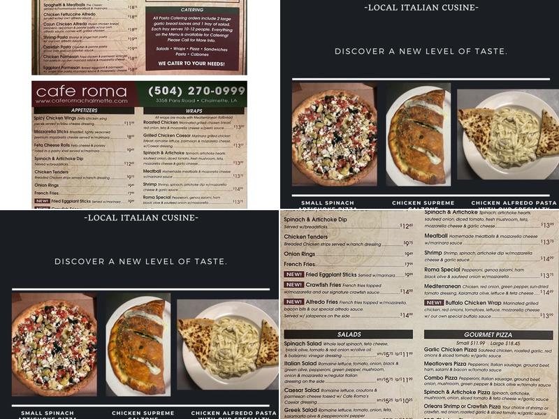Café Roma Chalmette Menu