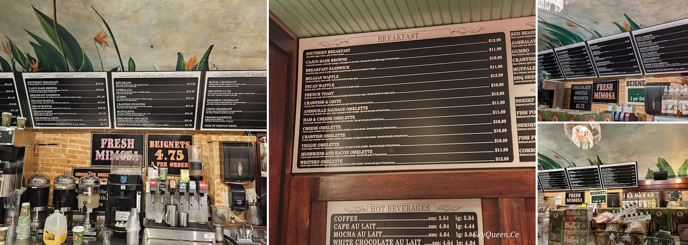 Cafe Beignet, Royal Street Menu