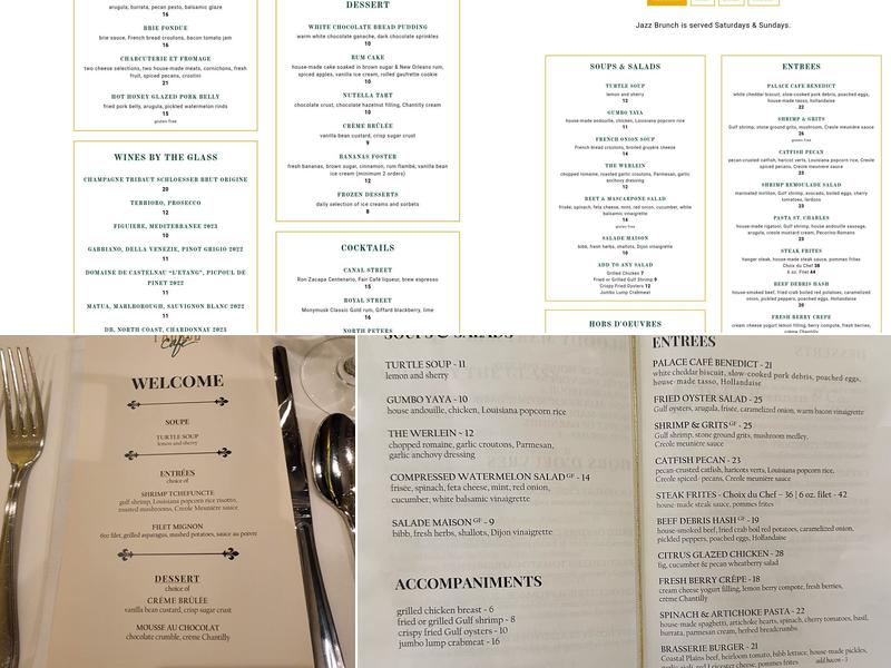 Palace Café by Dickie Brennan & Co. Menu