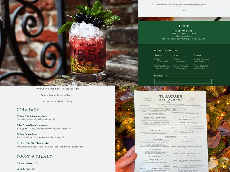 Tujague's Menu