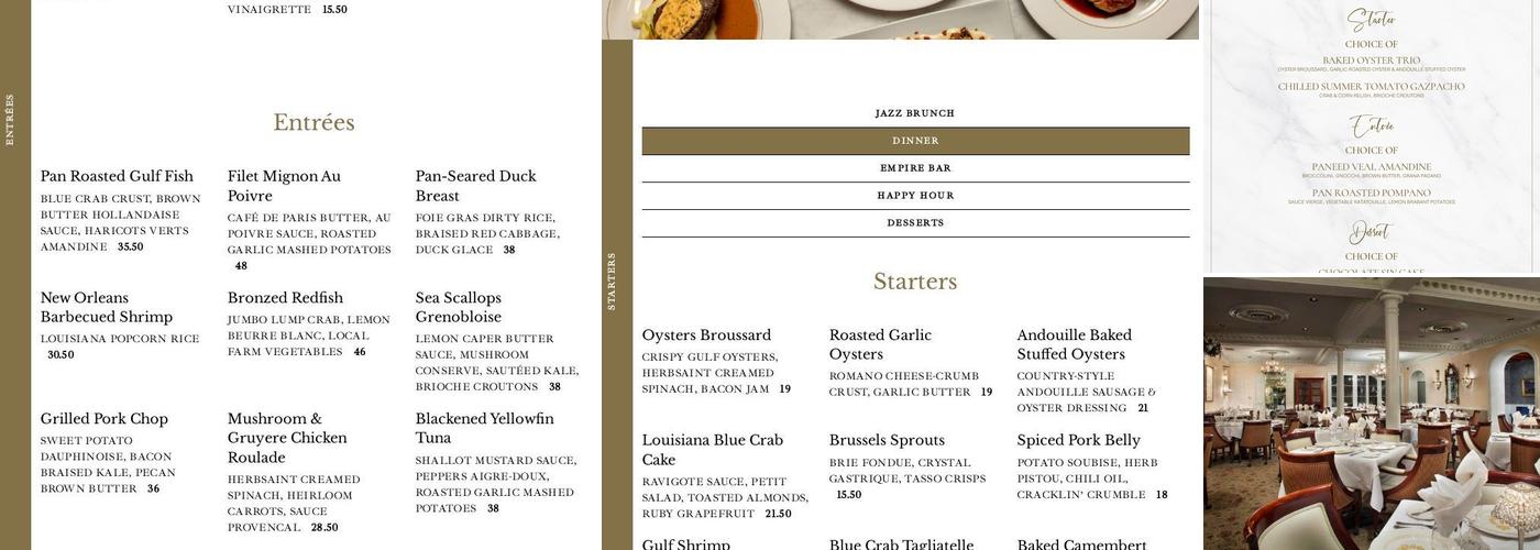 Broussard's Restaurant & Courtyard Menu
