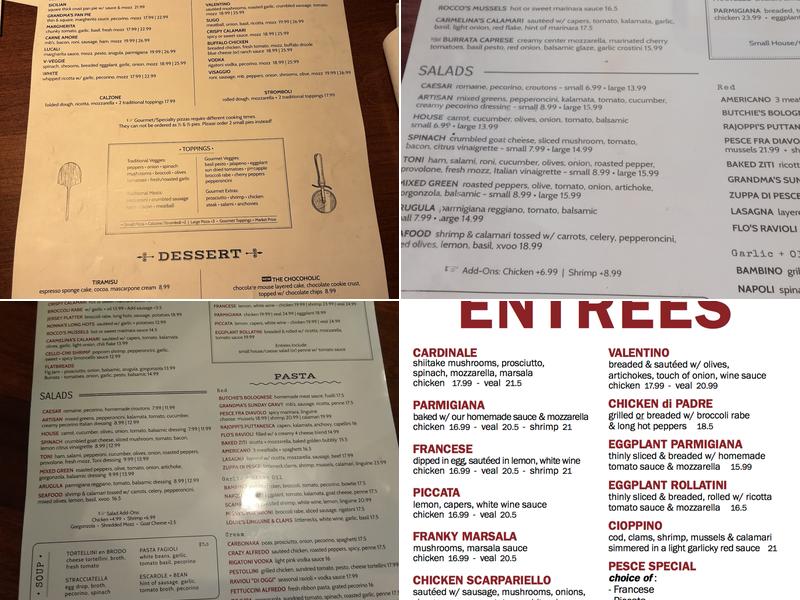 VALENTINO PIZZERIA TRATTORIA Menu