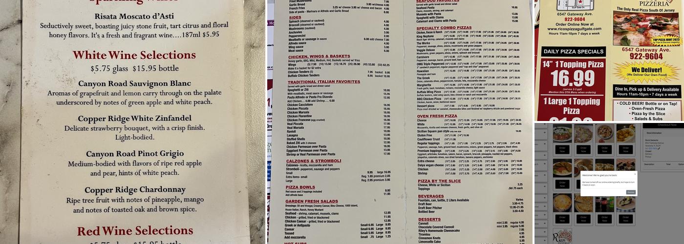 Rico's Pizza Gulfgate Menu