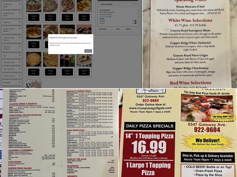Rico's Pizza Gulfgate Menu