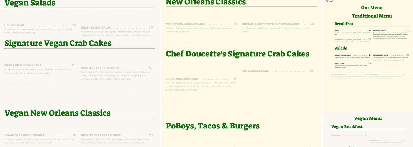 Meals From the Heart Cafe Menu