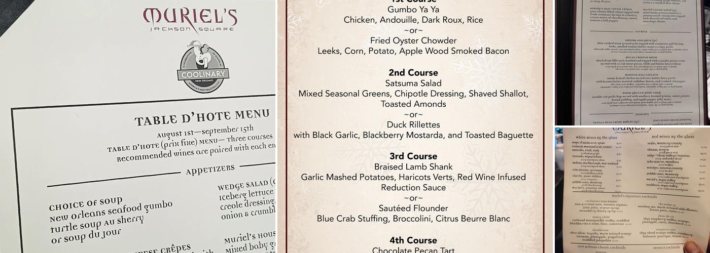 Muriel's Jackson Square Menu